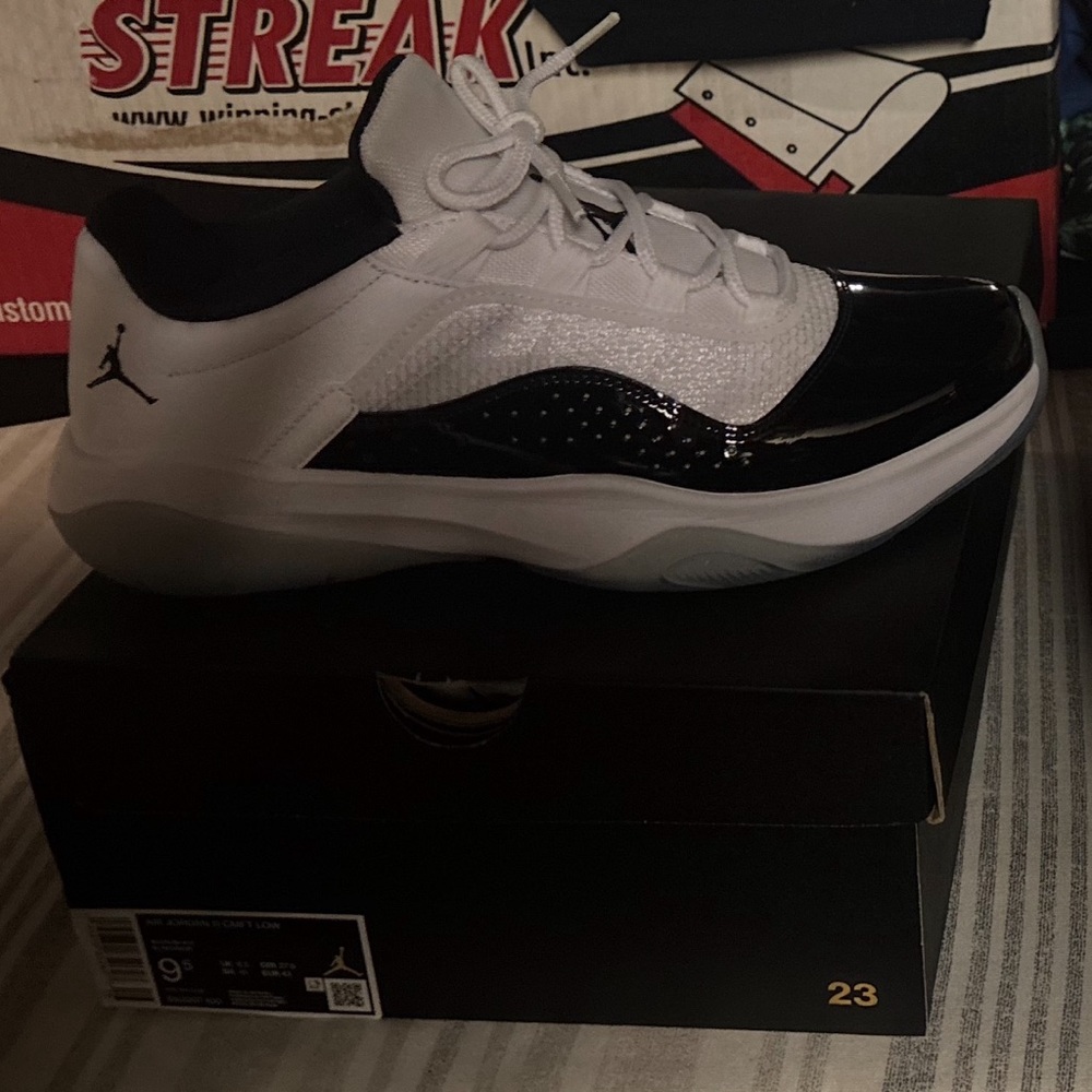 Black and White Low-Top Jordans
